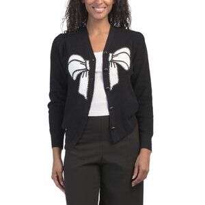 NANCY YANG Black Bow Cardigan